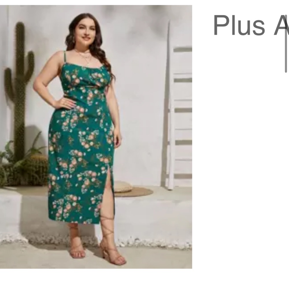 SHEIN Teal/Green Spaghetti Strap Slip Maxi Dress
